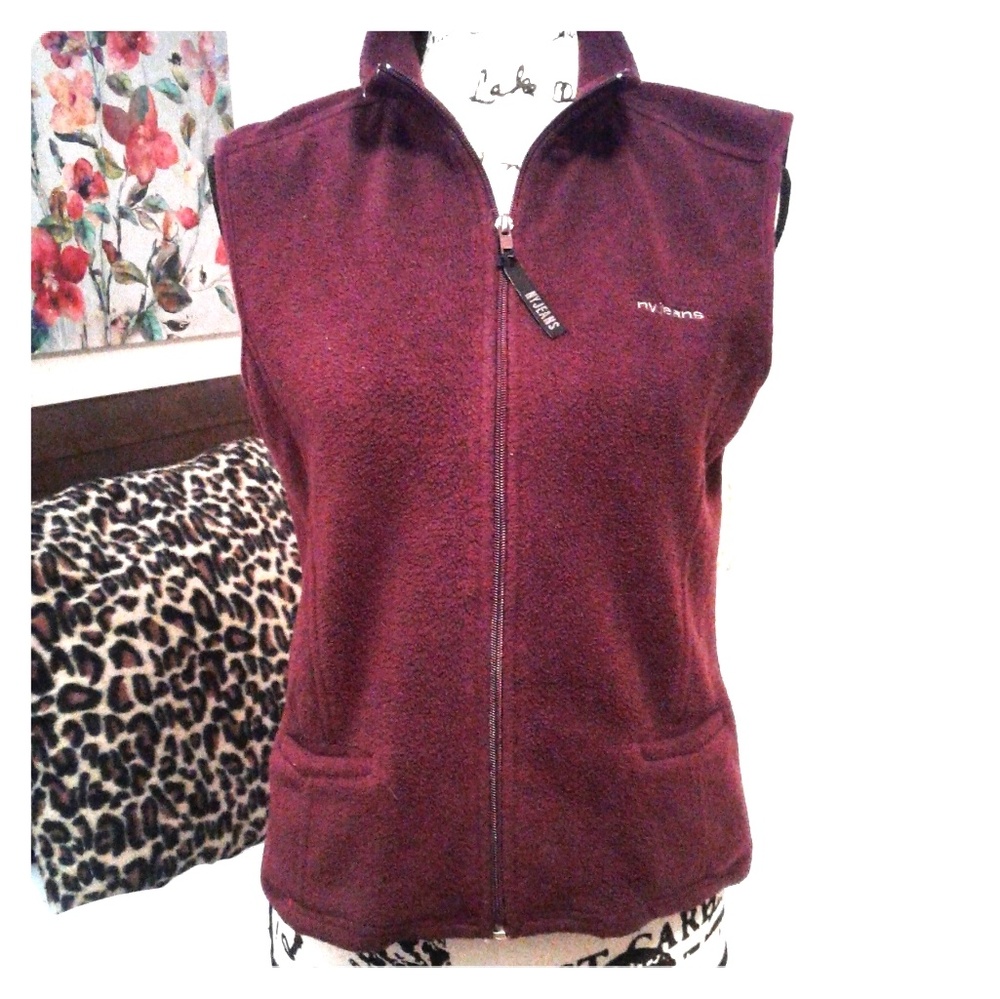New York Jeans & CO Maroon Vest, Small, Full Zip